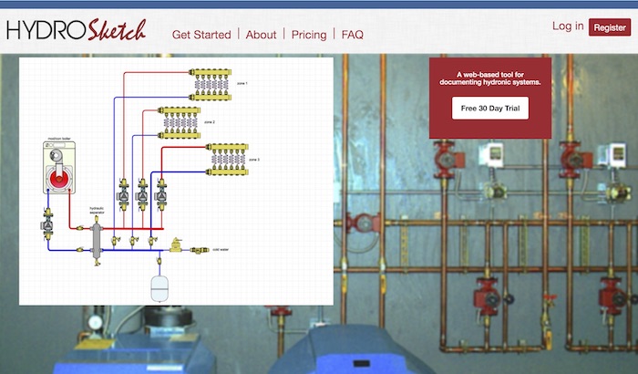 HydroSketch, cloud-based software for drawing piping and electrical schematic diagrams, John Siegenthaler, hydronics